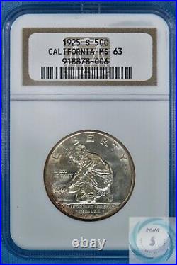 1925-S California Diamond Jubilee Commemorative 50c NGC MS63 Brilliant Tones