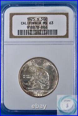 1925-S California Diamond Jubilee Commemorative 50c NGC MS63 Brilliant Tones