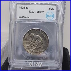 1925-S California Diamond Jubilee Commemorative Silver Half Dollar 50C ICG MS62