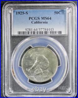 1925-S California Silver Commemorative Half Dollar PCGS MS-64 Mint State 64