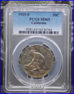 1925 S Commemorative CALIFORNIA Half Dollar 50c PCGS MS65 #764 Gem BU ECC&C