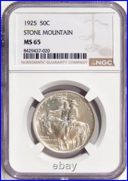 1925 STONE MOUNTAIN 50c NGC MS 65 SILVER COMMEMORATIVE HALF DOLLAR