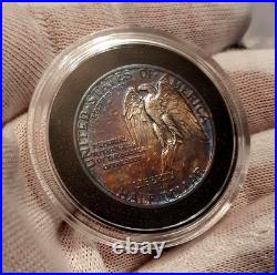 1925 STONE MOUNTAIN Colorful Toned Commemorative 50c Silver Half Dollar Coin