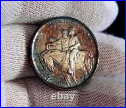 1925 STONE MOUNTAIN Colorful Toned Commemorative 50c Silver Half Dollar Coin