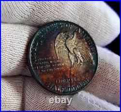 1925 STONE MOUNTAIN Colorful Toned Commemorative 50c Silver Half Dollar Coin
