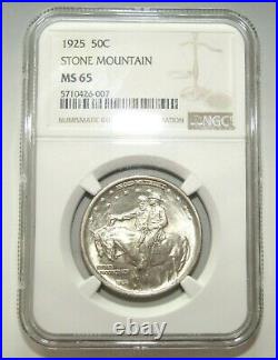 1925 STONE Mountain 50c Silver Commemorative Half Dollar NGC MS65