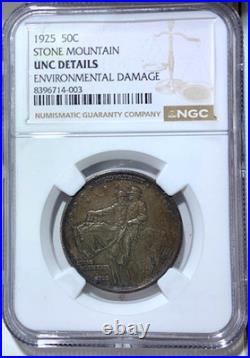 1925 Stone Mountain Commemorative 50C NGC UNC Environmental Damage Gorgeous