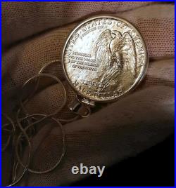 1925 Stone Mountain Commemorative 50C Silver Half Dollar. 925 Sterling Necklace