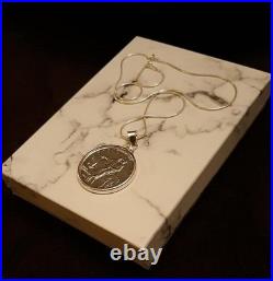 1925 Stone Mountain Commemorative 50C Silver Half Dollar. 925 Sterling Necklace