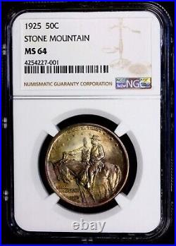1925 Stone Mountain Silver Commemorative Half Dollar Ngc Ms64 Toned