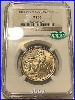 1925 Stone Mountain Silver Half Dollar MS-65 NGC + CAC Dual Certified GEM WOW