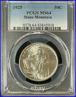 1925 Uncirculated Silver Stone Mountain Commemorative Half Dollar Pcgs Ms64(918)
