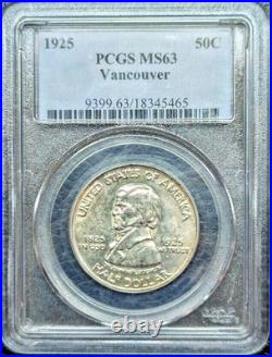1925 Vancouver Silver Commemorative Half Dollar PCGS MS-63 Scarce Semi Key 1925 Vancouver Silver Commemorative Half Dollar PCGS MS-63 Scarce Semi Key