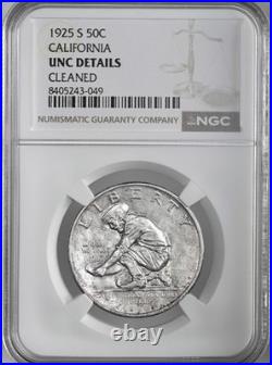1925-s 50c California Silver Half Dollar Ngc Unc Details Cleaned #8405243-049