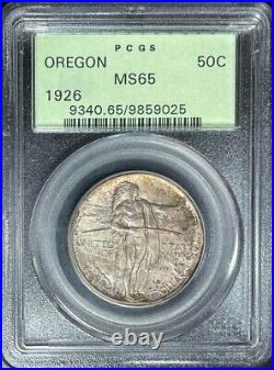 1926 Oregon Commemorative Silver Half Dollarpcgs Ms65old Green Holder#9025