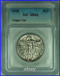 1926 Oregon Trail Commemorative 50C Half Dollar ICG MS 62 (50)