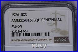 1926-P 1926 American Sesquicentennial Comemorat Silver Half Dollar 50c NGC MS 64