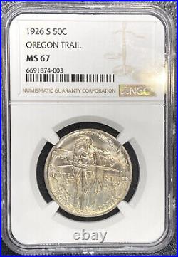 1926-S MS67 NGC Oregon Trail Commemorative Half Dollar 50c TONED BOLD LUSTER PQ+
