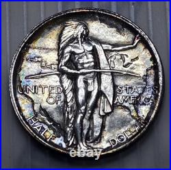 1926-S Oregon Trail Commemorative Silver Half Dollar - Awesome Rim Toner