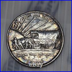 1926-S Oregon Trail Commemorative Silver Half Dollar - Awesome Rim Toner