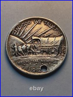 1926 S US Oregon Trail Memorial Commemorative Silver Half Dollar (Holed)