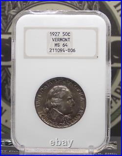 1927 Commemorative VERMONT Half Dollar 50c NGC MS64 #006 Unc BU Old FATTY