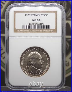 1927 Commemorative VERMONT Silver Half Dollar 50c NGC MS62 #015 Unc ECC&C, Inc