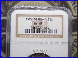 1927 Commemorative VERMONT Silver Half Dollar 50c NGC MS65 #009 BU ECC&C, Inc