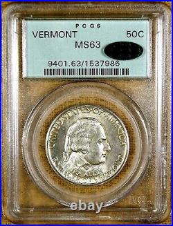 1927 PCGS MS63 Vermont Commemorative Half Dollar Old Green Holder CAC