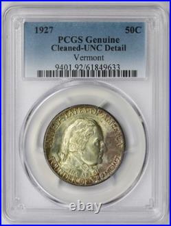 1927 Vermont Commemorative Half Dollar Silver 50C UNC Detail Cleaned PCGS