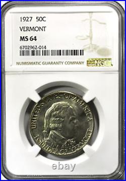 1927 Vermont Silver Commemorative Half Dollar NGC MS-64