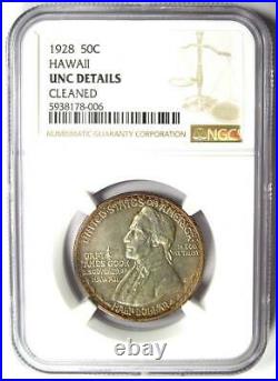 1928 Hawaiian Half Dollar 50C Coin Certified NGC Uncirculated Details (UNC MS)