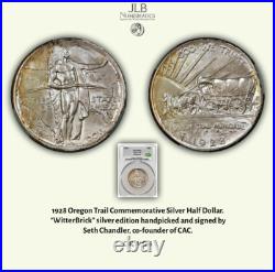 1928 Oregon Trail Silver Half Dollar MS66 CAC WitterBrick Silver, Toned