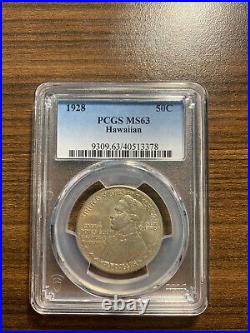 1928-P Hawaiian Silver Half Dollar Commemorative 50C PCGS MS 63 RARE GRADE