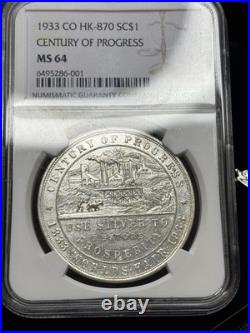 1933 1 Ounce 999 Century of Progress HK-870 Silver So-Called Dollar NGC MS64