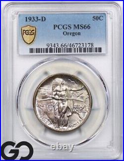 1933-D Oregon Trail Commemorative Half Dollar PCGS MS-66 Beautiful Coin