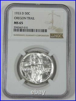 1933-D Oregon Trail Memorial Commemorative Silver Half Dollar NGC MS 65