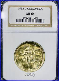 1933-D Oregon Trail Silver Half Dollar Commem NGC MS-65 Radiant Gold Patina