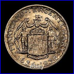 1934 50c Maryland Tercentenary Commemorative Silver Half Dollar Luster C1176