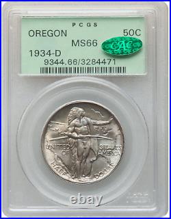 1934-D Oregon Trail Commemorative Half Dollar 50c PCGS MS66 (CAC)