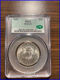 1934-P Maryland Silver Half Dollar Commemorative 50C CAC MS 65 RARE HIGH GRADE