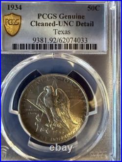 1934 Texas Half Dollar PCGS AU Detail-Cleaned Beautiful Coin