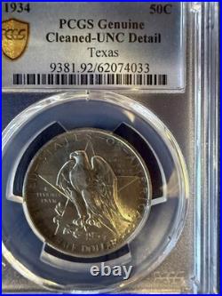 1934 Texas Half Dollar PCGS AU Detail-Cleaned Beautiful Coin