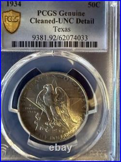 1934 Texas Half Dollar PCGS AU Detail-Cleaned Beautiful Coin