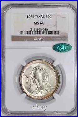 1934 Texas Silver Commemorative Half Dollar Ngc Ms66 Cac Very Pq