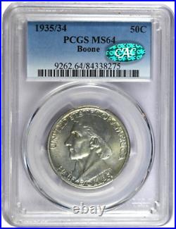 1935/34 PCGS MS64 Boone Classic Commemorative Half Dollar with CAC Label