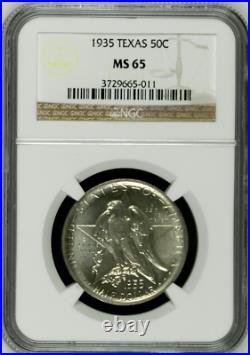 1935 50C Texas Commemorative Silver Half Dollar NGC MS 65 Free Shipping
