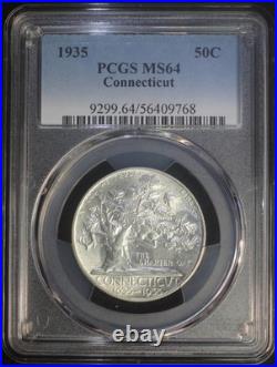 1935 50c Connecticut Commemorative Silver Half Dollar PCGS MS64 Lustrous Coin