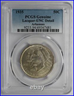 1935 Arkansas Silver Half Dollar PCGS Genuine Lacquer UNC Detail