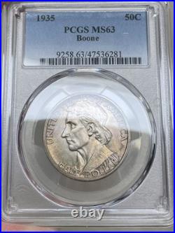 1935 Boone Commemorative Silver Half Dollar PCGS MS63